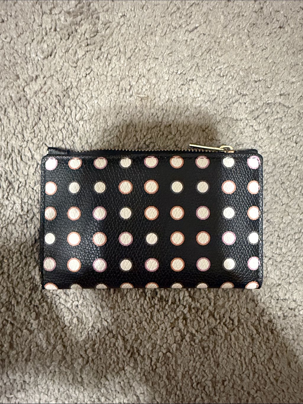A New Day Black Polka Dot Zip Wallet With Pink & Cream Dots